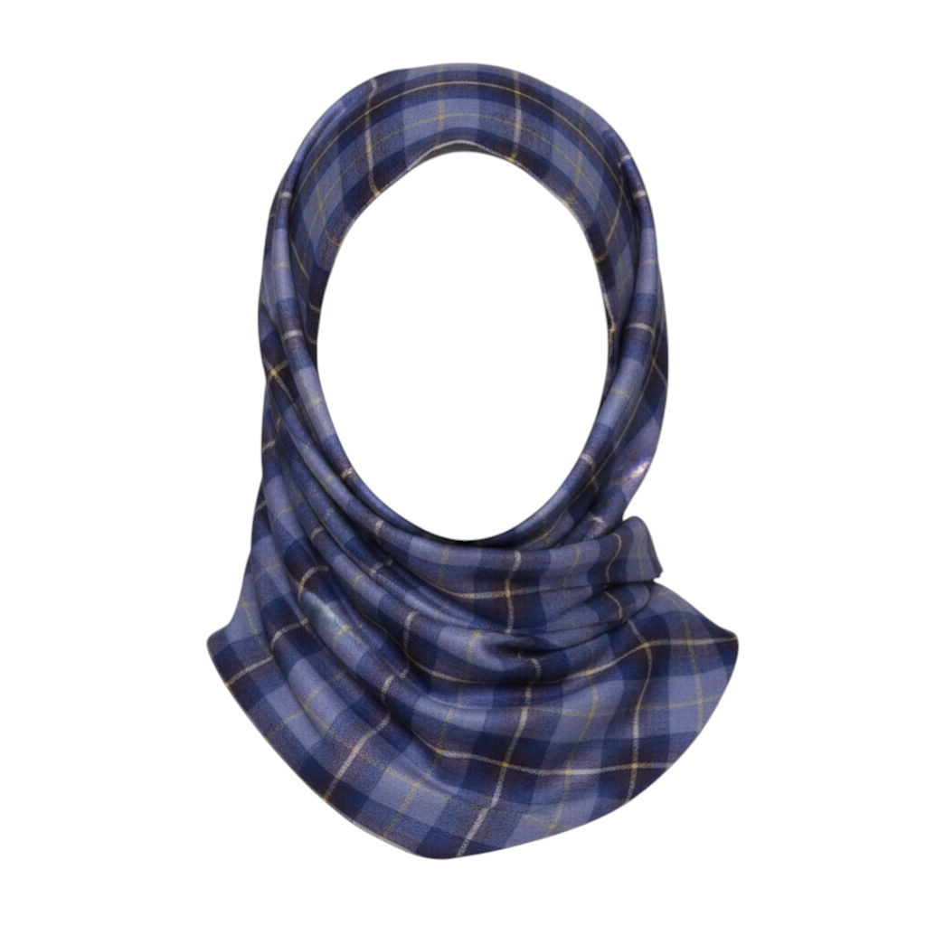Light Indigo Wool Check Scarf